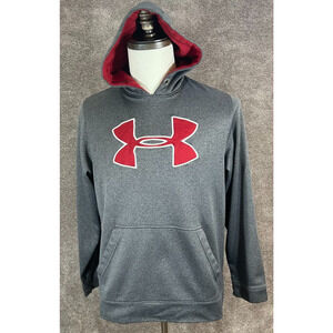 Under Armour Hoodie Mens Medium Gray Loose Pullover Kangaroo Pockets Sweatshirt